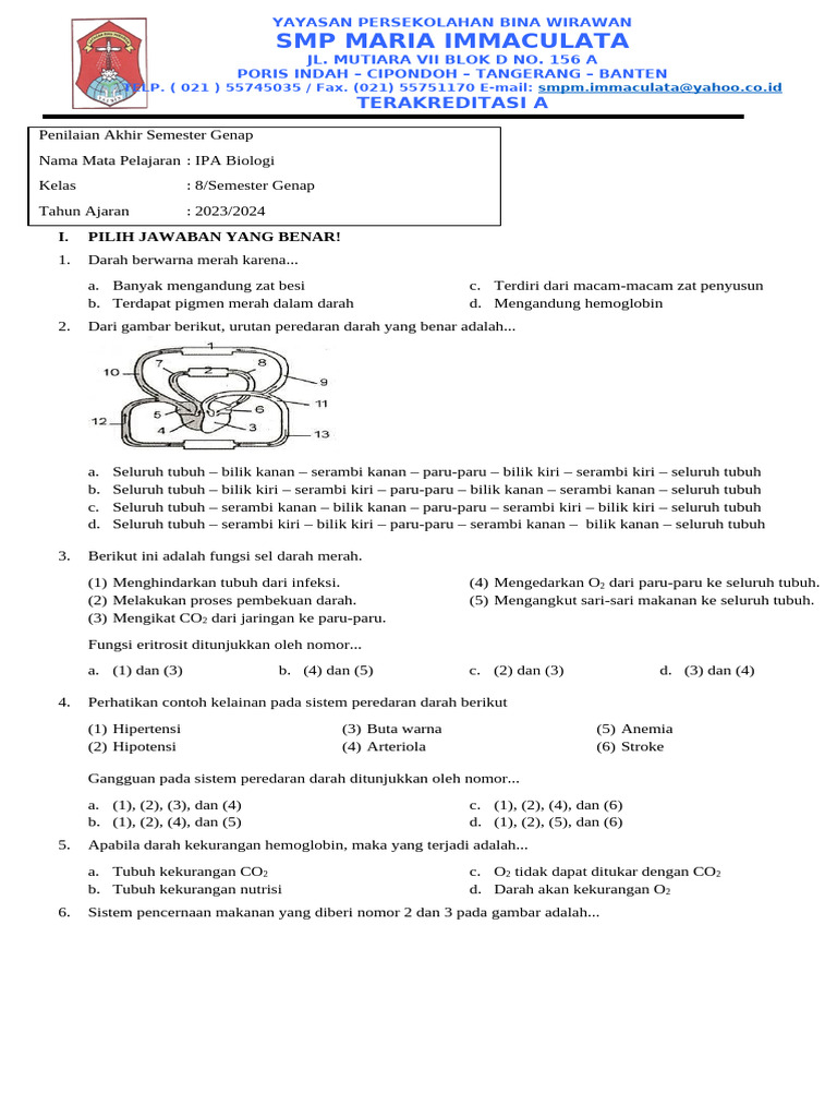 Soal Biologi Kelas 8 PAS GENAP PDF