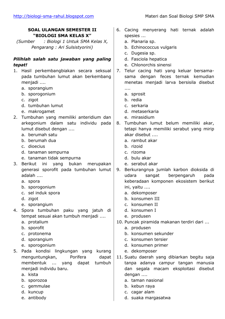5 Contoh Soal Biologi UAS Kelas X Semester 2 K13 yang Sering Muncul di Ujian Akhir 2026 5 Contoh Soal Biologi UAS Kelas X Semester 2 K13 yang Sering Muncul di Ujian Akhir 2026
