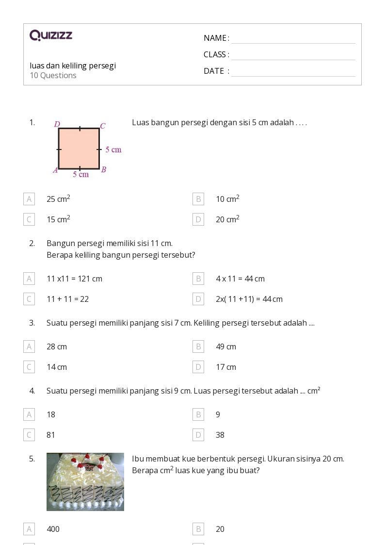 50 lembar kerja luas dan keliling untuk Kelas 12 di Quizizz Gratis 50 lembar kerja luas dan keliling untuk Kelas 12 di Quizizz Gratis