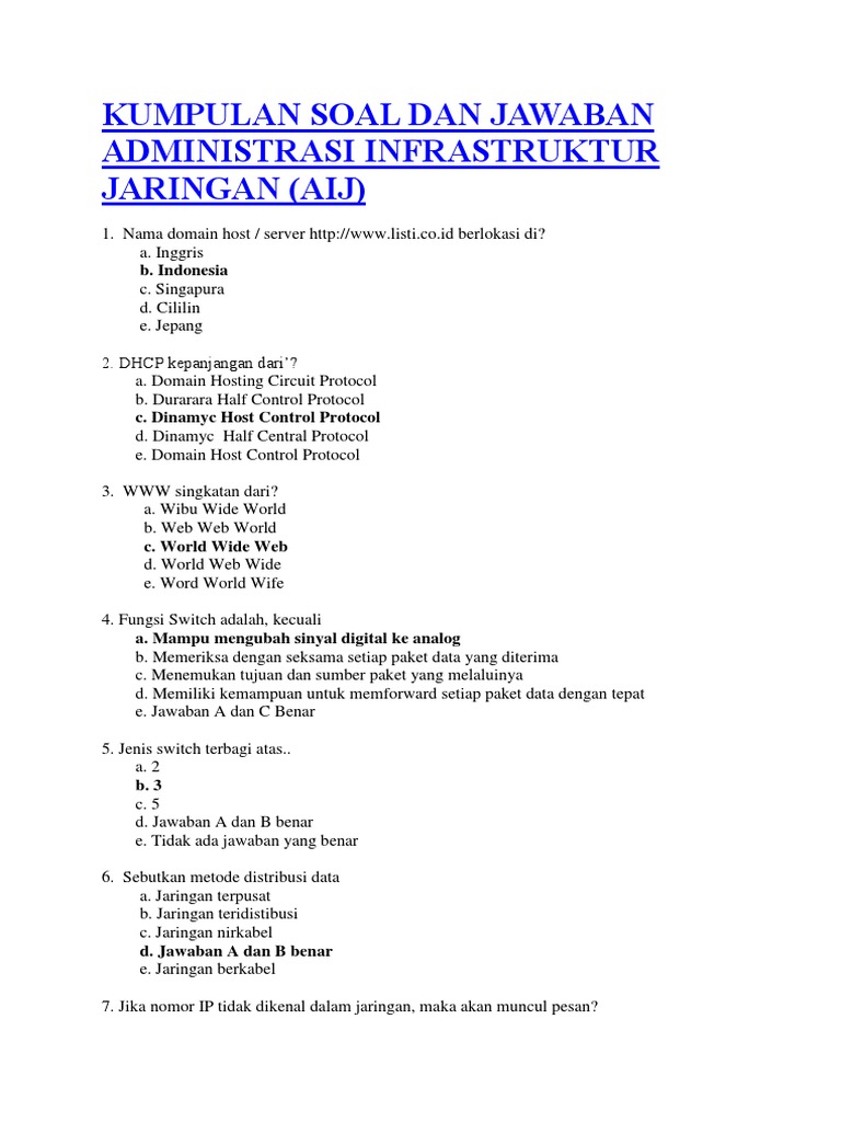 7 contoh soal administrasi infrastruktur jaringan kelas 12 semester 1 Terbukti Efektif