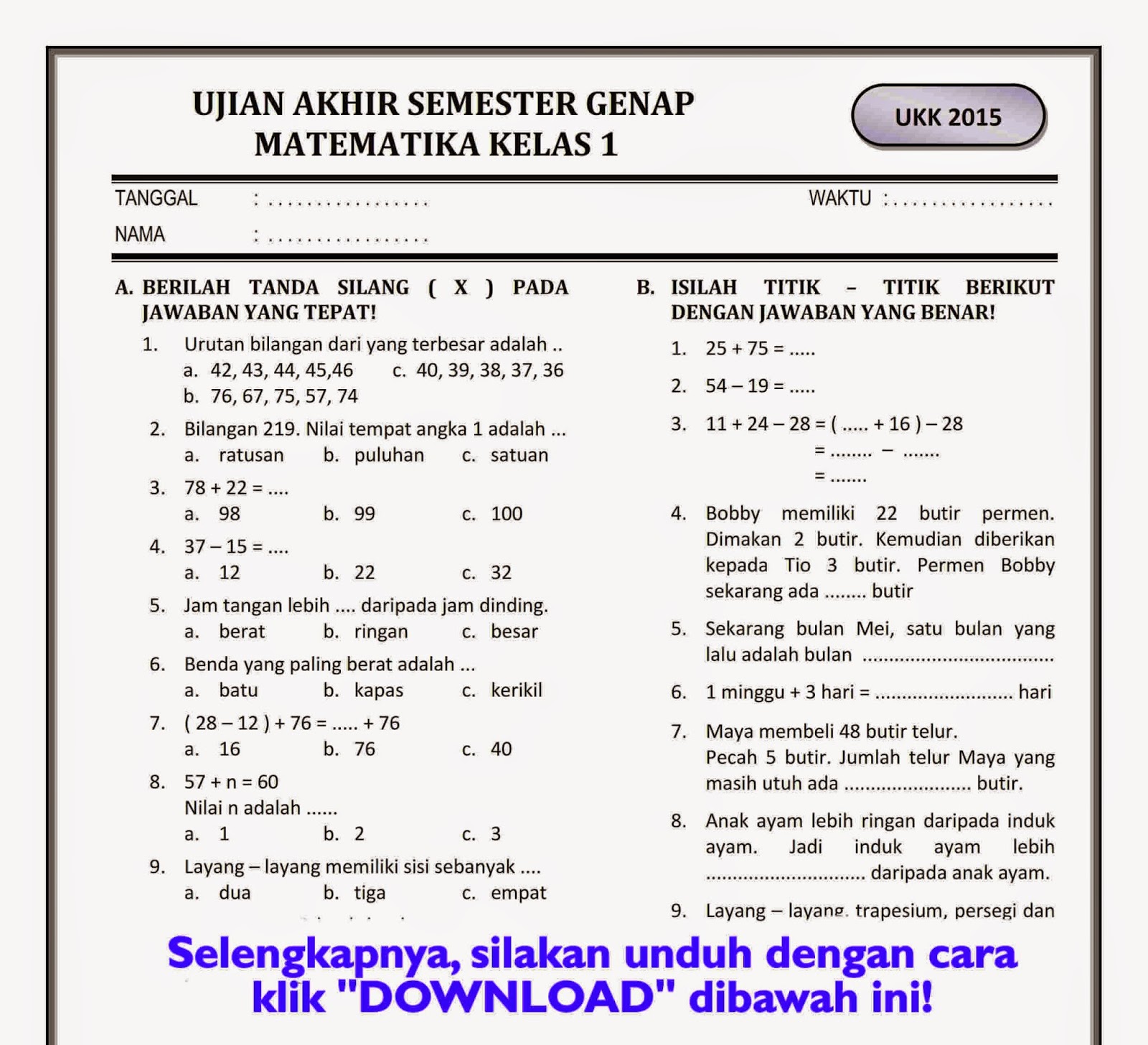 Rahasia Lulus Nilai Tinggi dengan Buku Erlangga Soal Ujian UKK Kelas 1 Semester 2 Rahasia Lulus Nilai Tinggi dengan Buku Erlangga Soal Ujian UKK Kelas 1 Semester 2