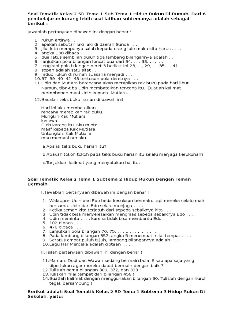 Terbukti! 5 Langkah Praktis Kuasai Contoh Soal Tematik 1 Kelas 2 SD Sebelum Ujian