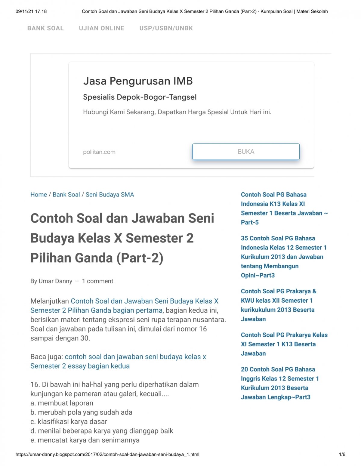 Ternyata Ini Dia 25 Contoh Soal Seni Budaya Kelas X Semester 2 Kurikulum 2013 yang Sering Muncul Ujian Ternyata Ini Dia 25 Contoh Soal Seni Budaya Kelas X Semester 2 Kurikulum 2013 yang Sering Muncul Ujian