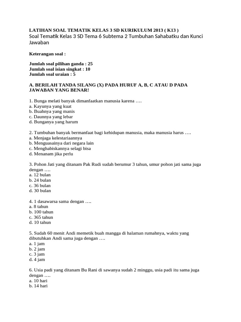 Wajib Tahu! 3 Contoh Soal Tematik Kelas 3 SD Kurikulum 2013 Agar Anak Cepat Paham