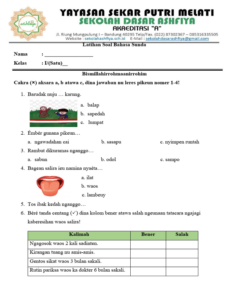 Wajib Tahu Kumpulan Latihan Soal Bahasa Sunda Kelas 1 SD Semester 1 Paling Akurat Wajib Tahu Kumpulan Latihan Soal Bahasa Sunda Kelas 1 SD Semester 1 Paling Akurat
