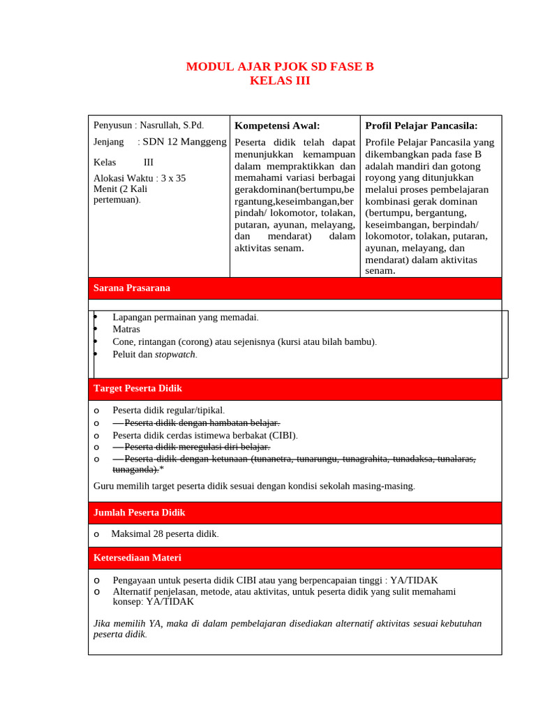 004 MODUL AJAR Kombinasi Gerak Dominan PJOK SD Fase B Kelas 3 PDF 004 MODUL AJAR Kombinasi Gerak Dominan PJOK SD Fase B Kelas 3 PDF